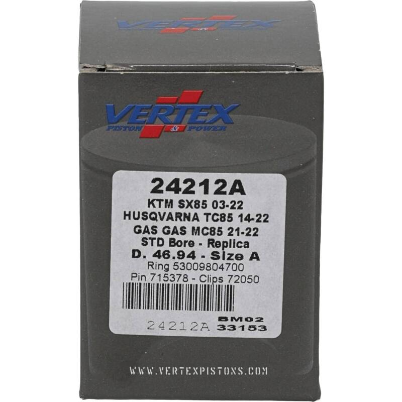 Vertex 03-24 KTM 85 SX 85cc Cast Replica Piston Kit - 24212A - Vertex powersports engine part
