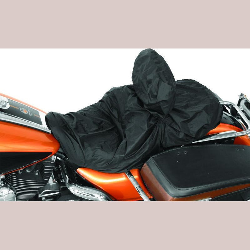 Mustang Harley Rain Covers with Driver Backrest - Black motorcycle seat accessory