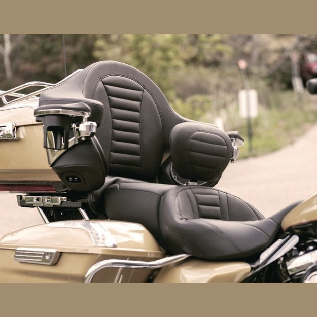 Mustang 14-21 Harley Touring Super Touring Passenger Armrest - Black motorcycle seat accessory