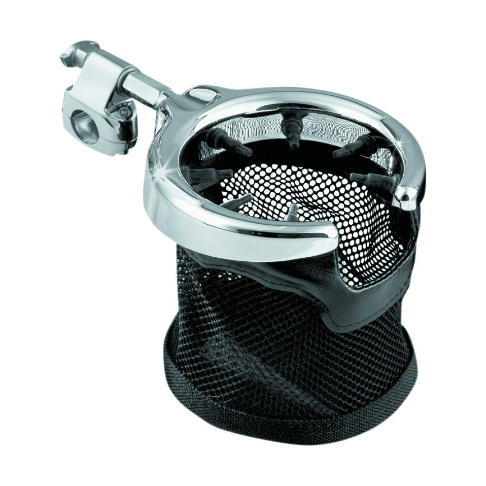 Kuryakyn Universal Passenger Drink Holder With Basket Black/Chrome