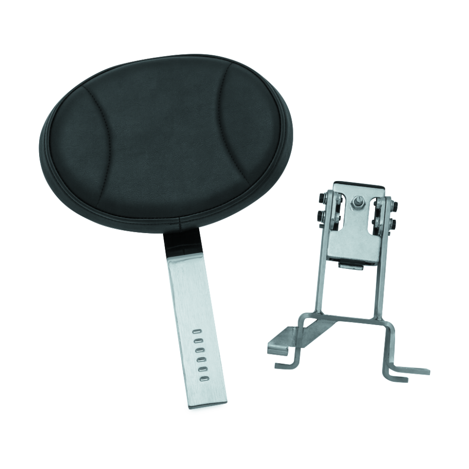 Kuryakyn Plug-N-Go Driver Backrest Indian Black Pad, Chrome