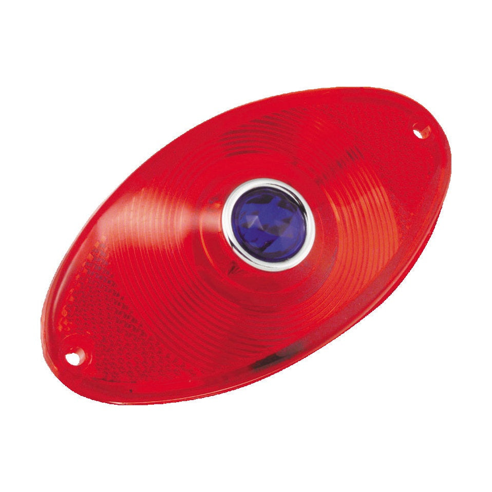 Biker's Choice Red Cat Eye Tail Light Lens with Blue Dot Custom product image