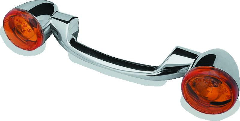 Biker's Choice Narrow Chrome Rear Turn Signal Bar Kit with Amber Lens product image
