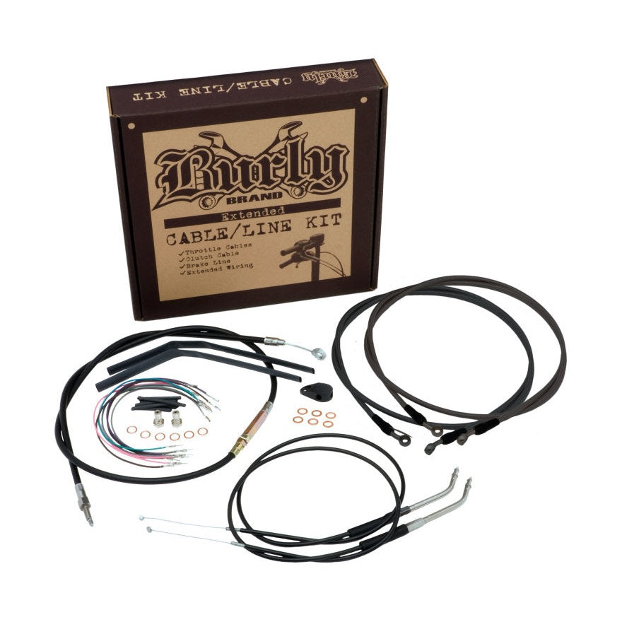 Burly Brand Harley Softail Cable & Line Kit 12-Inch T-Bar - Black product image