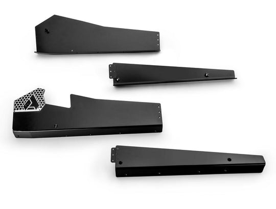 Picture of all the pieces for the Assault Industries Polaris RZR XP 4 1000 Rock Sliders