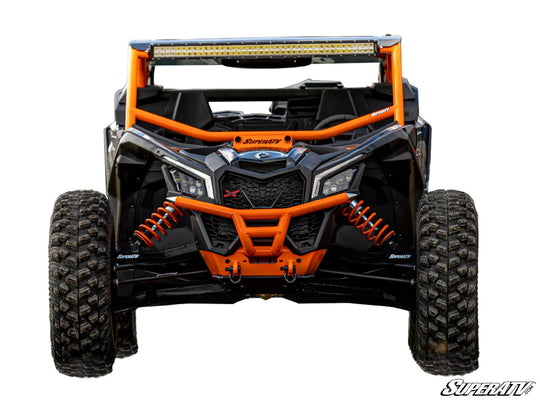 Picture from the front with the Can-Am Maverick X3 Long Travel Kit Boxed A-Arms