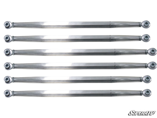 Picture of the rear radius rods in the Can-Am Maverick X3 Long Travel Kit Boxed A-Arms