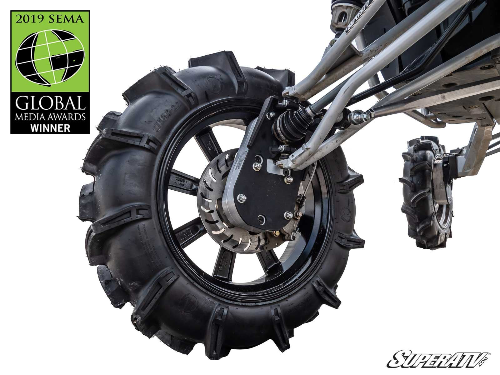 Picture of the inside wheel with the Polaris RZR S 1000 8" Portal Gear Lift installed