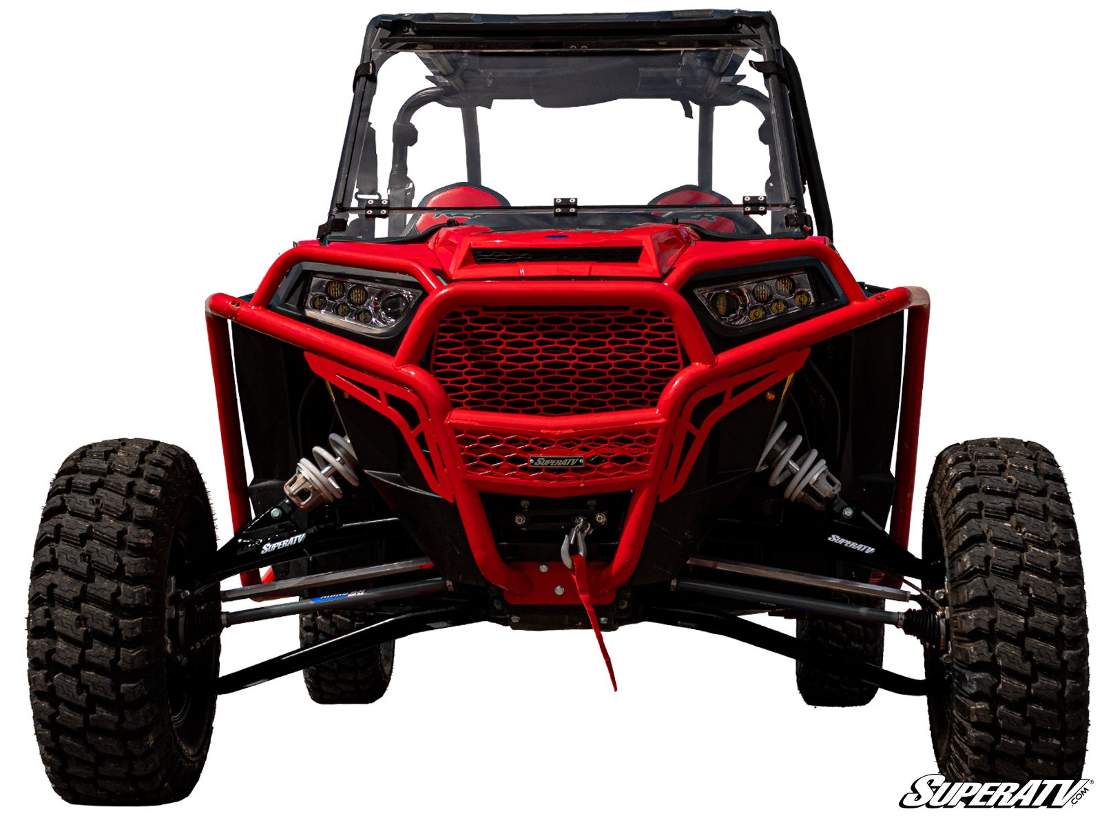 Picture from the front with the Polaris RZR XP Turbo 3" Long Travel Kit Chromoly Tubed