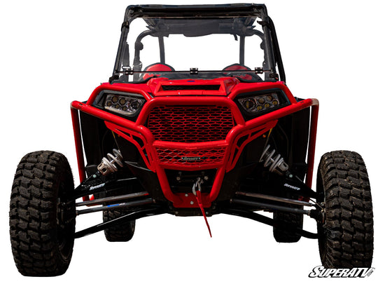 Picture from the front with the Polaris RZR XP Turbo 3" Long Travel Kit Chromoly Tubed