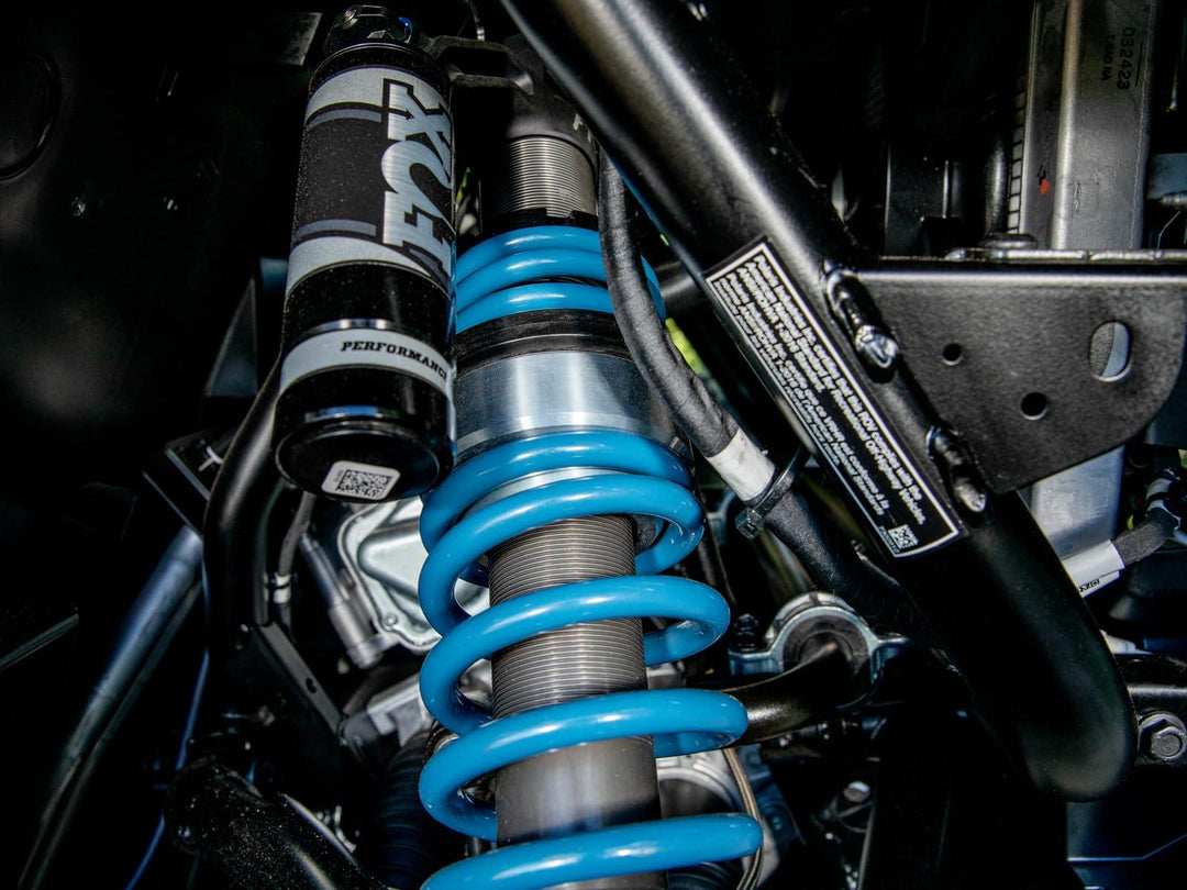 Picture of the front suspension with the Polaris XPEDITION 3" Lift Kit installed