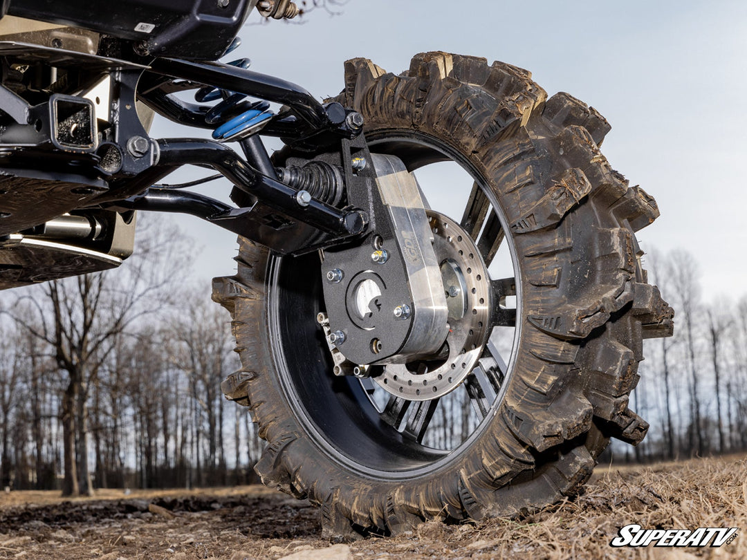 Picture from the inside of the wheel with the Polaris Xpedition 8" Portal Gear Lift