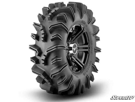 Product display of the SuperATV terminator UTV/ATV mud tires.