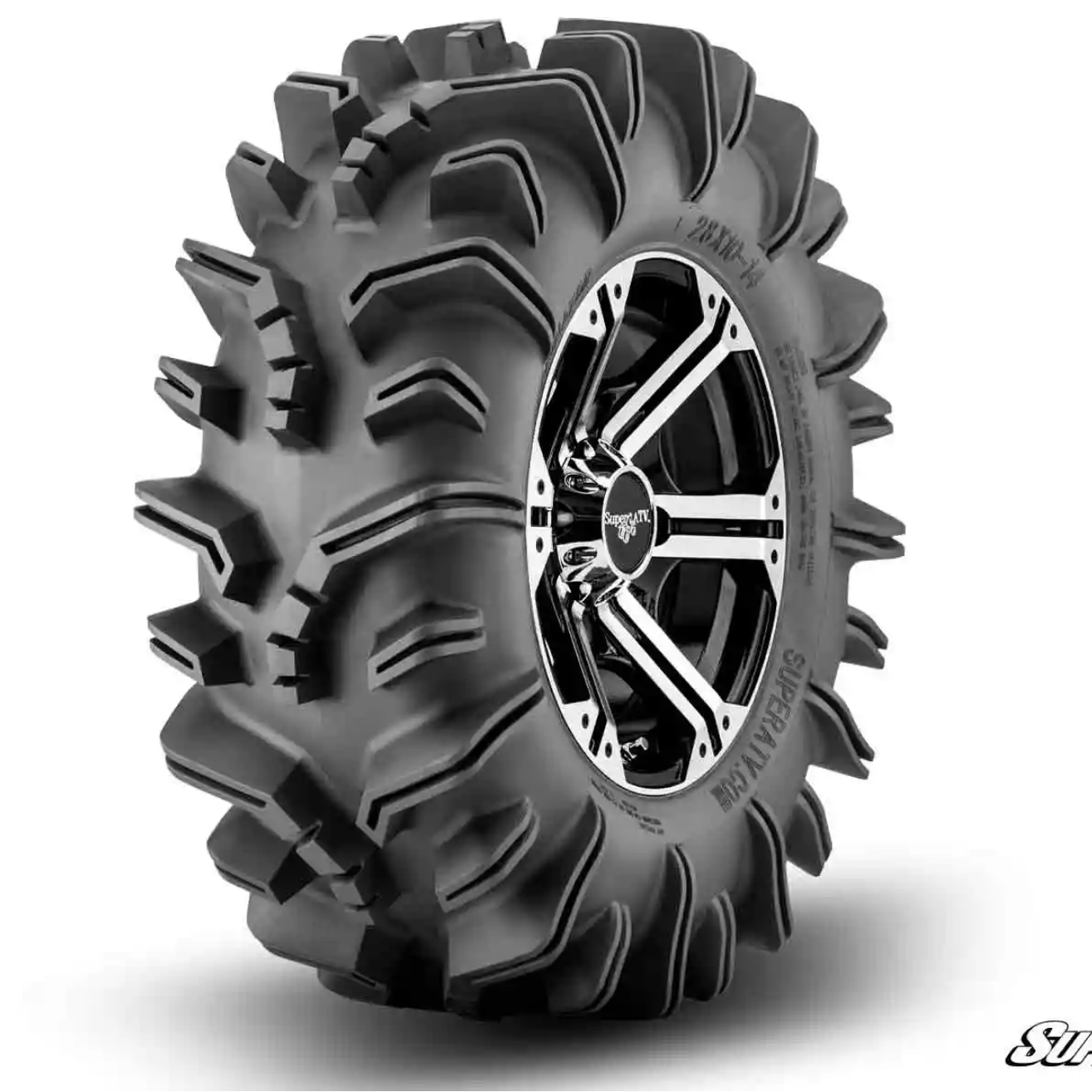 Product display of the SuperATV terminator UTV/ATV mud tires.