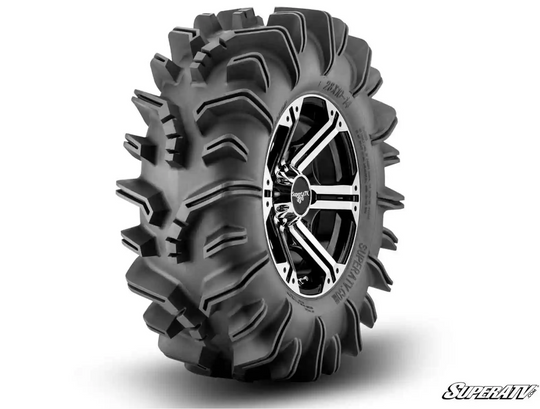 Product display of the SuperATV terminator UTV/ATV mud tires.