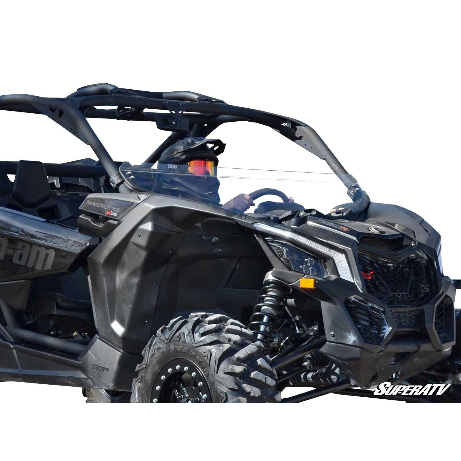 can am maverick x3 half windshield being shown