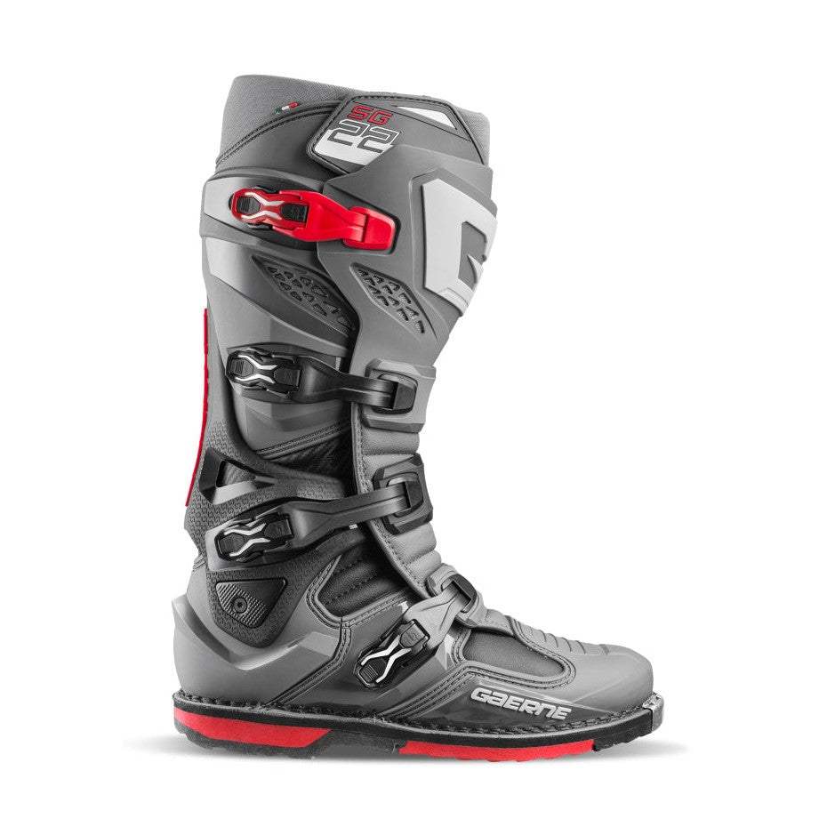 Gaerne SG22 Motocross Boots Anthracite/Black/Red - Size 9