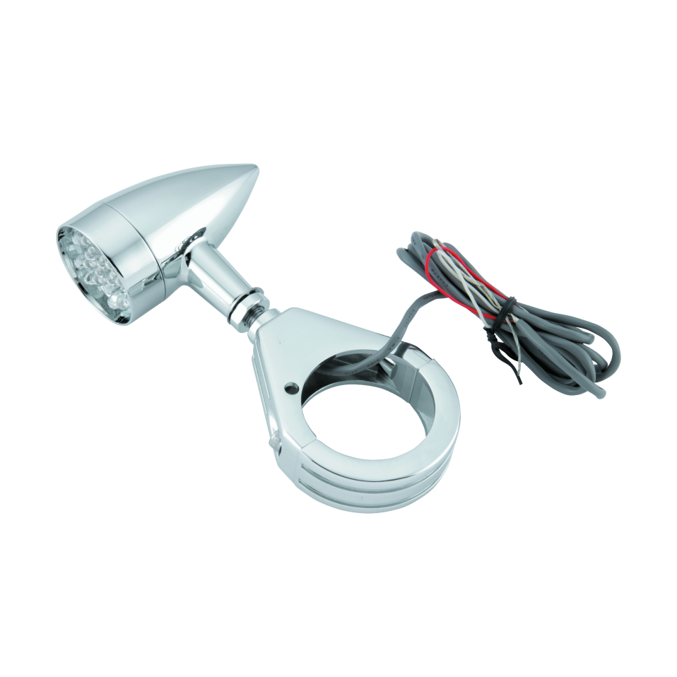 Biker's Choice Chrome Mini LED Turn Signals with 41mm Clamp Pair product image