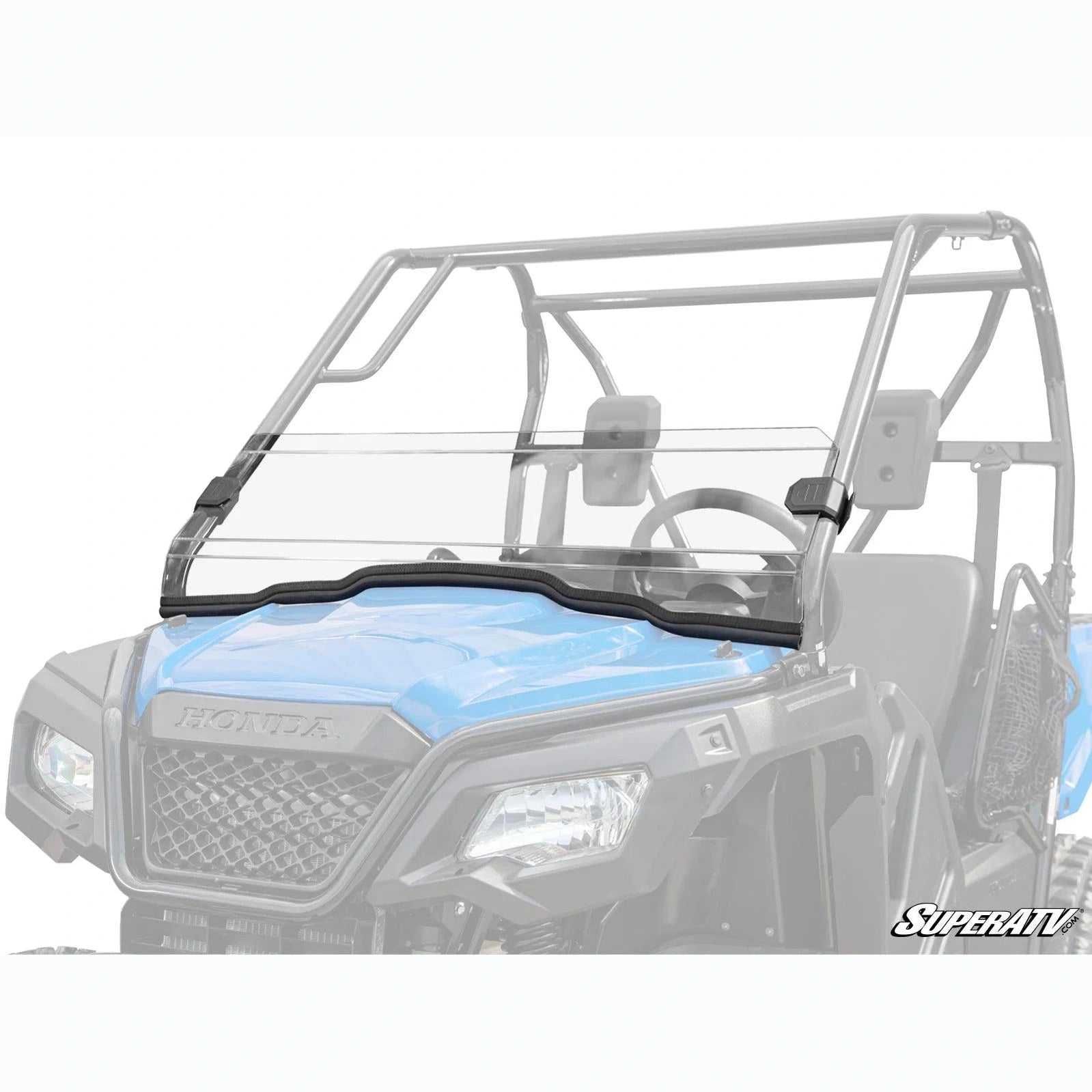 Product showcase of the half windshield for the Honda Pioneer 500.
