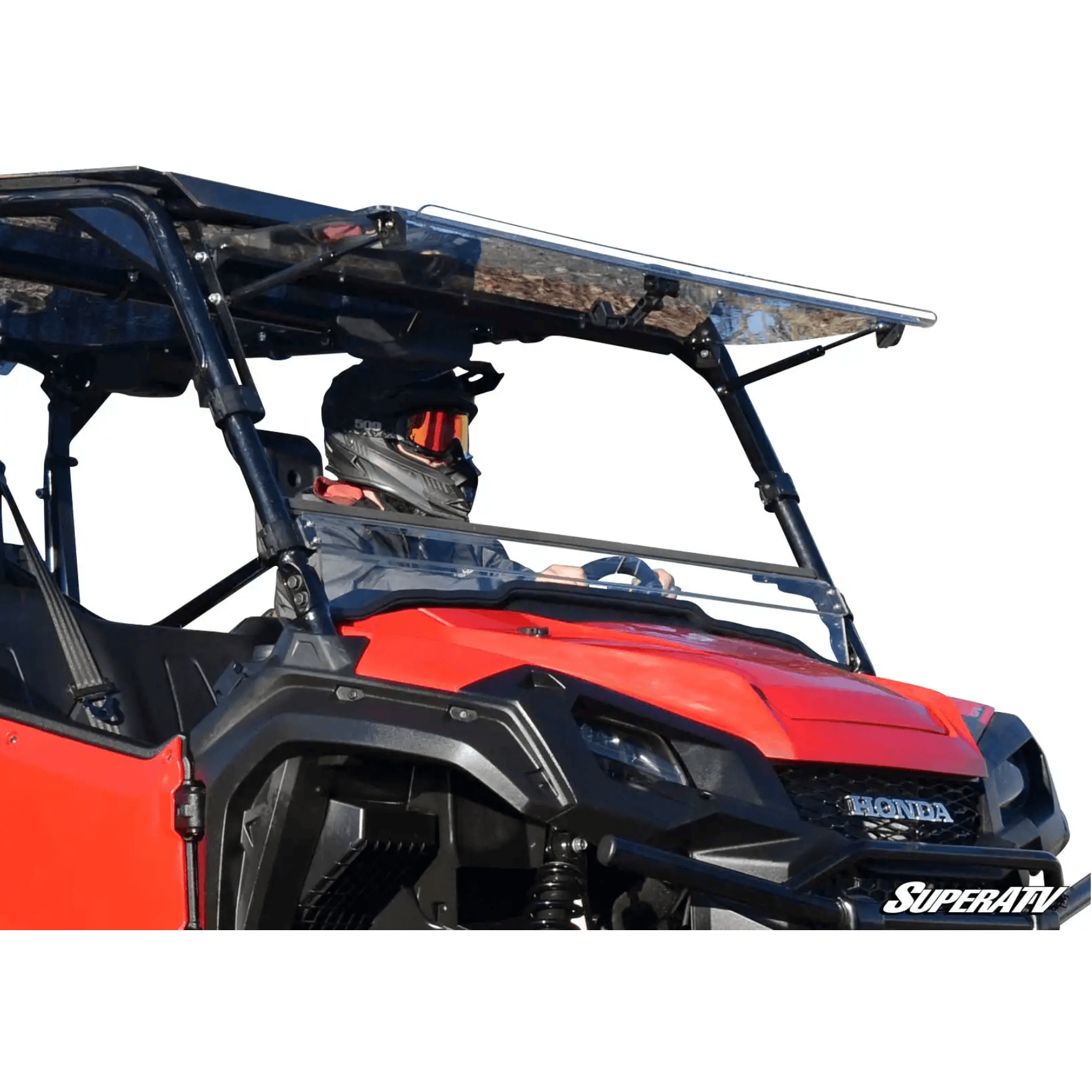 Product display of the Honda Pioneer 1000 windshield.