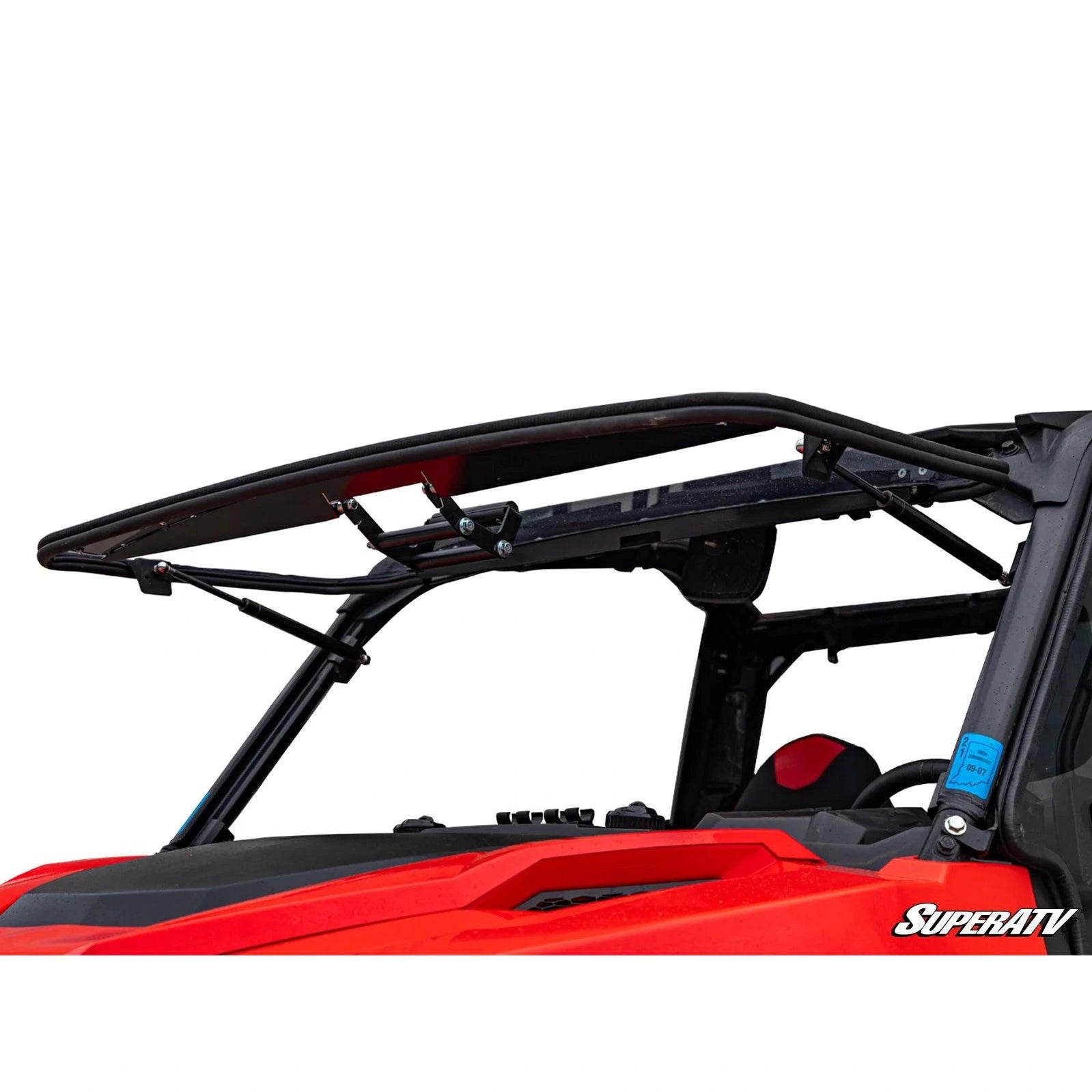 Product display of the Polaris General XP 1000 flip out windshield.