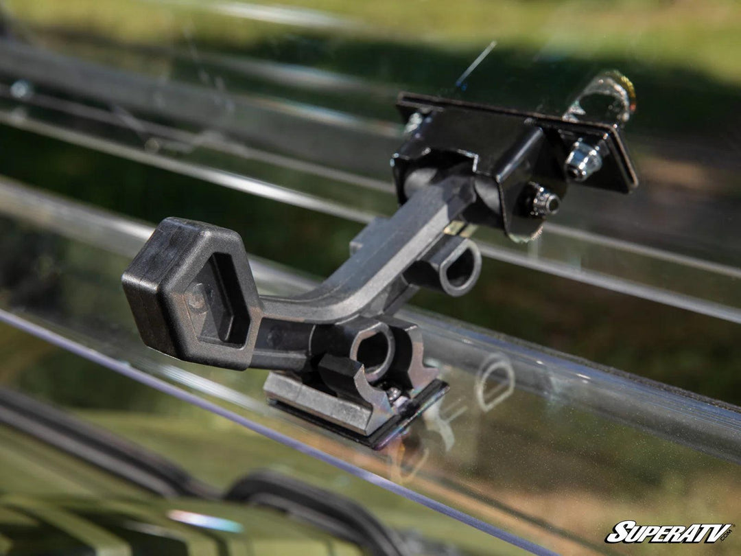 Product display Polaris Ranger 800 flip out windshield.
