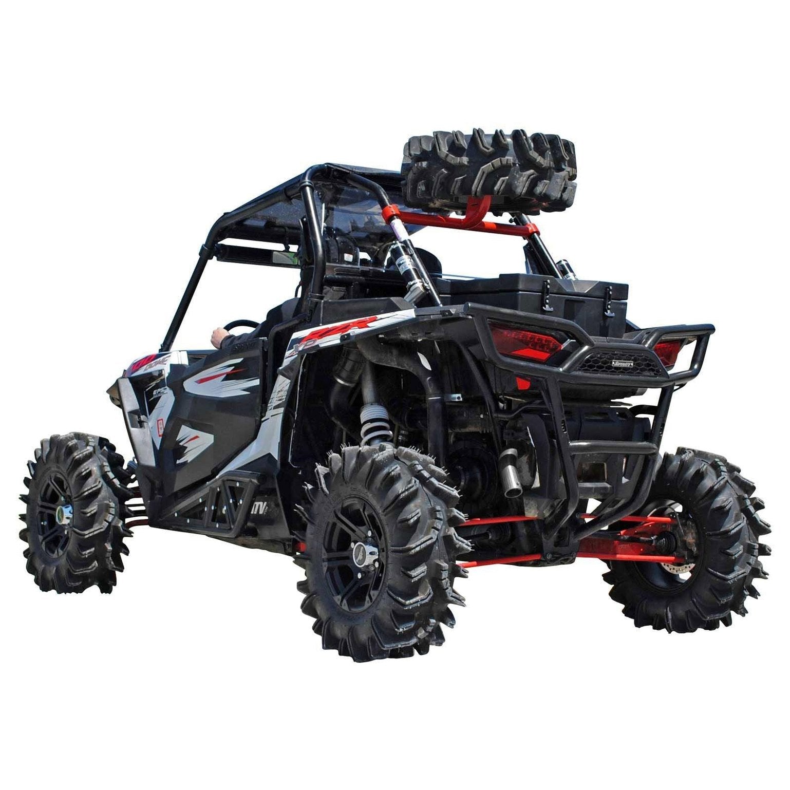 product display of the polaris rzr xp rear tire carrier